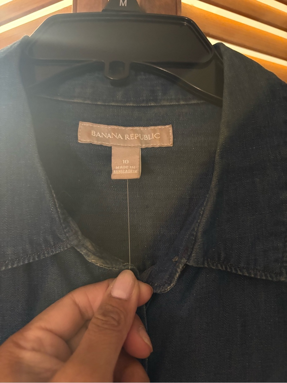 Denim Button-Front Shirt Dress in Dark Blue - Picture 2 of 2